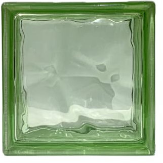 Pavés Smart Ondulé Bloc de verre coloré dans la masse verte | Dimension 190 x 190 x 80 mm | Euro/pcs. 4,50 | Unité de vente : une boîte de 6 pièces.