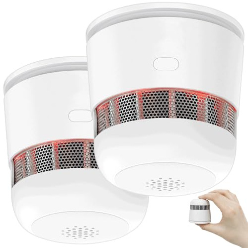 VisorTech Feuermelder 10 Jahre: 2er-Set Mini-Rauchwarnmelder mit 10-Jahres-Batterie, 85 dB, Ø 52 mm (Rauchmelder mit Langzeitbatterie, Rauch-Warnalarme)