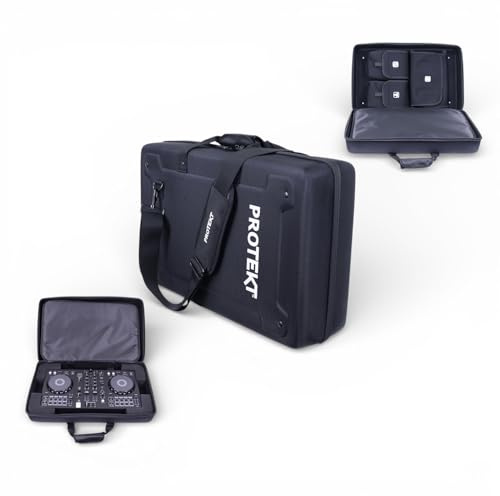 Protekt väska för Pioneer DDJ-FLX4 med inre fickor BFLX4IP DJ hård bärväska för Pioneer DJ-kontroll, fickor för bärbar dator, hörlurar, kablar, Svart, 60 x 38 x 17 cm, DJ-kontrollväska
