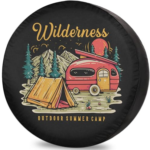‌ITINSPACE Campo estivo Wilderness Copriruota di Scorta Fuoristrada per Camper, Avventure e SUV - Antipolvere, Impermeabile, Protezione UV - Copricerchi 12 Pollici(55-60)