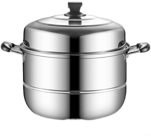 Cuiseur vapeur en acier inoxydable à 3 niveaux pour cuisinières à induction et cuisinières à gaz, facile à nettoyer (26 cm)