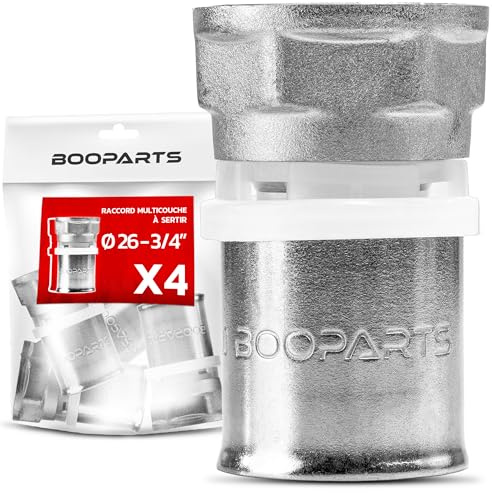 BOOPARTS – 4 Stück – Press-Übergang mit Innengewinde Ø26–3/4F | Gerade Muffe | Pressfitting TH-Kontur | Messing/Edelstahl | Für Mehrschichtverbundrohre | Sanitär & Heizung