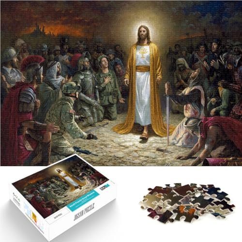 Puzzles de 1000 pièces pour Adultes et Adolescents Nous Aimons Tous Jésus Fait de Bois，pour Les 14 Ans et Plus Jouet éducatif Anti-Stress Décorations et Cadeaux Uniques pour la Maison。