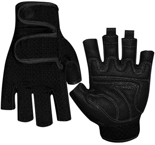 plplaaoo Sailing Gloves 3/4 Short Finger Cycling Gloves Breathable Mesh Fabric SBR Padded Palms for Men and Women Fishing Kayaking Paddling Workout Gloves (L)