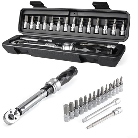 Besshepplo Mountain Bike Repair Tool Set Bike Torque Wrench Adapters Adjustable Cycling Maintenance Tools with Adapters T15 T20 T25 T27 T30 T40 for Bikes