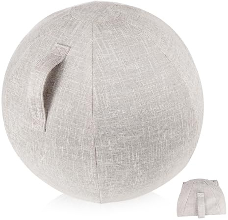CONGARTENO Atmungsaktive Antistatische Yoga Ball Schutzhülle aus Baumwolle Leinen mit Tragegriff Verschleißfest und rutschfest Sitzball Bezug für Fitness Zuhause