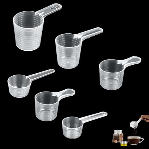 6 Piezas Cucharas Medidoras Cuchara Dosificadora de Plastico Transparente Dosificadores de Medición Reutilizables con Escala 40ml 50ml 60ml 70ml 100ml 120ml