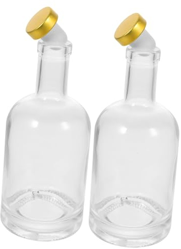 Hoement 2 piezas Botellas de Vidrio para Licor Unidades Grueso Antideslizante Transparente Diseño Elegante para Bar y Hogar