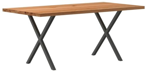 QUAHEAS Esstisch Hellbraun 180x90x74 cm Massivholz Eiche Rechteckig, Moderner Küchentisch, Esszimmer Tisch Holz für Dinner, Stabiler Wohnraum Essbereich