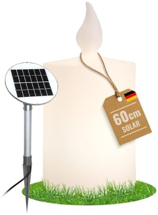 8 seasons design Solar LED Dekoleuchte Kerze Shining Candle 60 cm (Weiß), warmweißes Licht, Solarpanel, Dämmerungssensor – wetterfest – für außen (Garten, Terrasse, Balkon) Weihnachten
