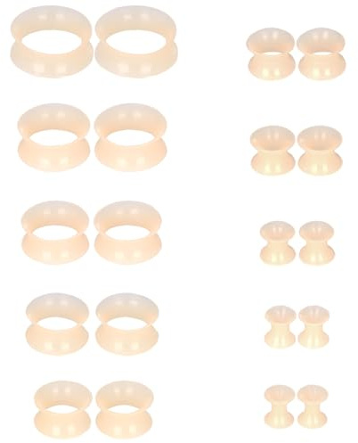 Uwiyo 20PCS Silicone Ear Plugs Tunnels, Soft Silicone Flexible Flesh Tunnels Double Flared Ear Stretchers Ear Gauges Plugs Expander Piercing Jewellery Unisex, 4/5/6/8/10/12/14/16/18/20mm (Skin Color)