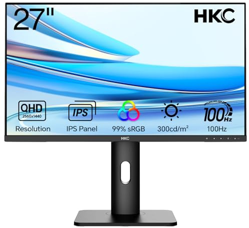 HKC B2722F 27-inch IPS Office Monitor 2K 100Hz 99% sRGB 8Bit Low Blue Light Energy-Saving Display.