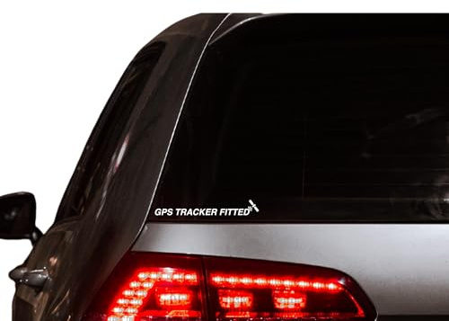 GPS TRACKER FITTED | Car Sticker Decal for Plant Bumper Tracked Tag Window Tractor Vinyl Shuttle Laptop Trailer Tablet UK Caravan Race Toolbox Bike Van Machinery AIR Phone Vehicle Deterrent GB - WHITE