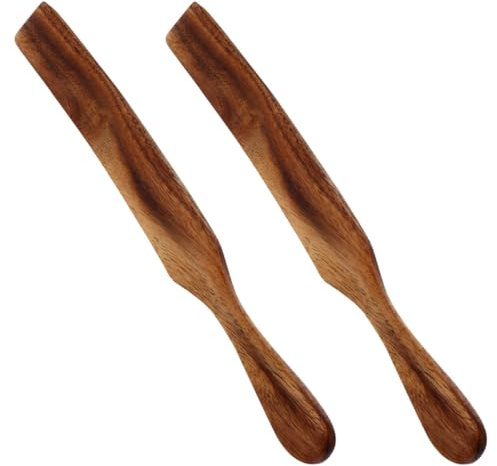 SHINEOFI Spatules à Beurre en Bois 2 Pièces, Étaloir à Confiture Ménager et Tartineur à Fromage, Racloir à Beurre Ergonomique, Cuisine, Pâtisserie et Préparation de Salade
