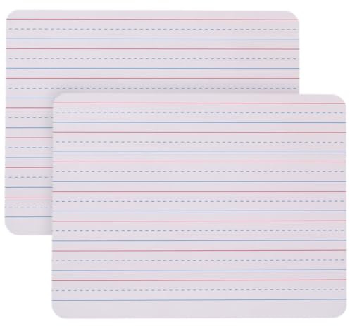 Operitacx Lot de 2 Tableaux Effaçables à Sec Double Face 23x30 Cm Lignes et Surface Blanche, Panneau D’écriture Pédagogique en Bois pour Apprentissage Scolaire et Bureau