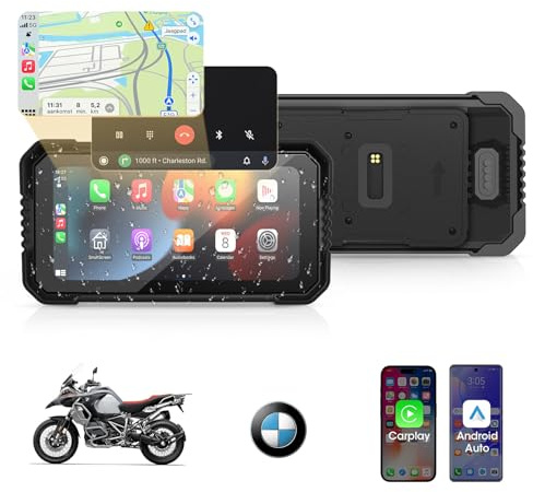 Vtopek 6.25 CarPlay & Android Auto für BMW Motorrad Schnelle Installation | Tragbare Wireless CarPlay Display, Plug-Play, IP67 Wasserdicht, Dual-Bluetooth, Navigation, Sprachsteuerung, Schutzschloss