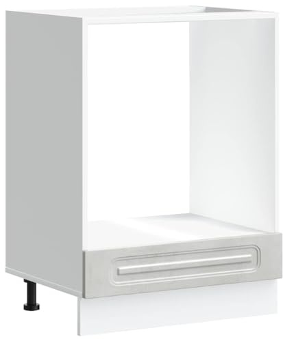 WRJENFSC Mobiletto da forno Kalmar da 60 cm, mobile per forno da incasso e microonde, mobile da cucina in legno grigio cemento, con piedini regolabili, 60 x 46 x 81,5 cm