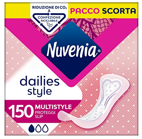 Nuvenia - Proteggi Slip Multistyle Ripiegati Freschezza Quotidiana - Massima Protezione e Bordi Flessibili - 5 Confezioni da 30 Salva Slip