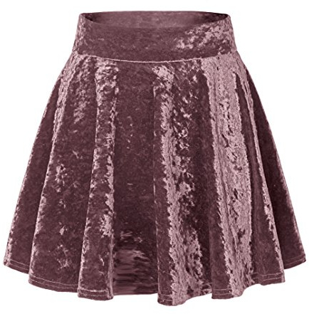 Urban GoCo Mini Falda Elástica Patinadora de Terciopelo de Retro (Large, #2 Rosa)