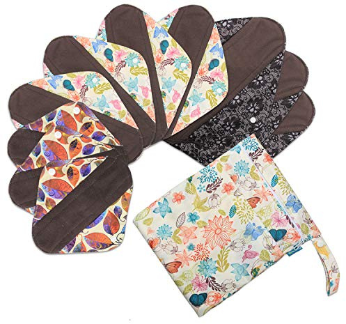 Teamoy 10 Pcs Compresas Reutilizable, Serie Selva (3 Tamaños)
