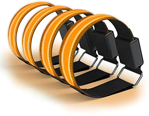 EAZY CASE 4 x LED Armband - Klettarmband mit 3 verschiedenen Modi, Leuchtarmband zur besseren Sichtbarkeit beim Joggen, Radfahren, Reflektor ideal für Kinder und Aktivitäten in der Dunkelheit