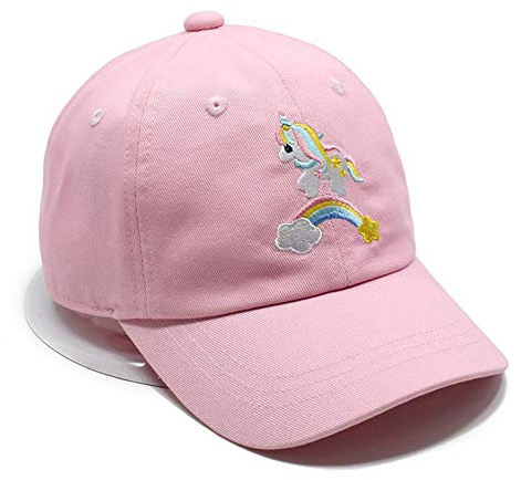 Julerwoo Kids Girls Unicorn Baseball Cap Pink Cotton Sun Hat for 3-12Y (Rainbow Unicorn)
