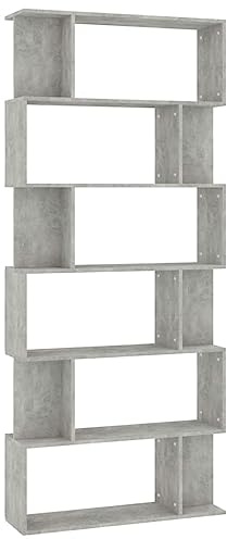 vidaXL Estantería/Divisor Espacios Contrachapada Gris con Brillo 80x24x192cm Diseño Elegante Moderno Robusta Duradera Amplio Espacio Almacenamiento