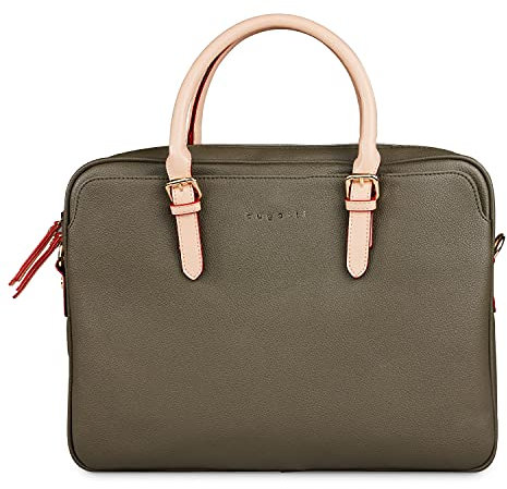 bugatti Ella Businesstasche 15, Aktentasche aus Kunstleder mit Laptopfach, olive
