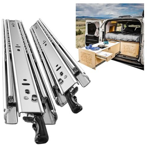 SHUHANG Heavy Duty Drawer Runners with Lock 68 kg Load Capacity Drawer Slides Full Extension with Ball Bearing Slides 1000mm, Side Mount 1 Pair