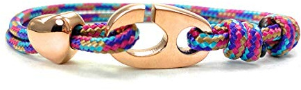 HanseCharms - Schickes Edelstahl Brummel Armband - mit Edelstahl herz oder Anker - Paracord Typ II Armband-Verstellbares Armband-Valentinstag-Peruvian