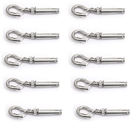 10X NUZAMAS M8 Expansionsschrauben Schrauben Feder geschlossener Haken 304 Edelstahl Ankerbolzen Hülsenschraube für Wandmauerwerk Beton Expansions-Hochleistungsschrauben