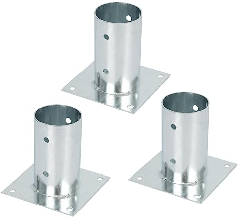 Alberts 211943 Aufschraubhülse | für Rund- oder Vierkantholzpfosten | feuerverzinkt | Ø81 mm | 3er Set