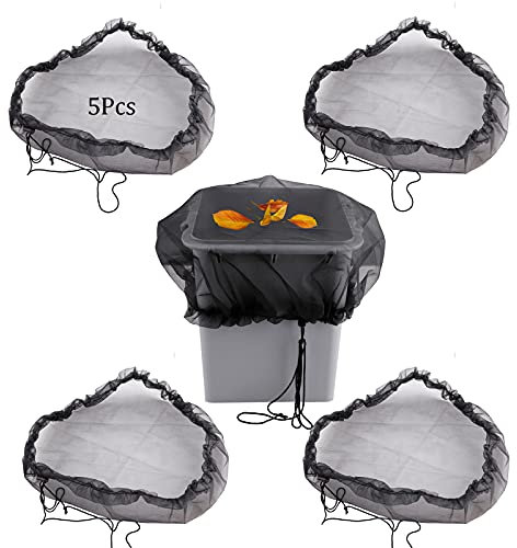 HXRZZG 5 x schwarze Netzabdeckung für Regentonnen, Regentonnen-Netz, Wassersammelabdeckung, verstellbar, Regentonnennetz, Outdoor-Regenerntungs-Werkzeug, Schutzabdeckung
