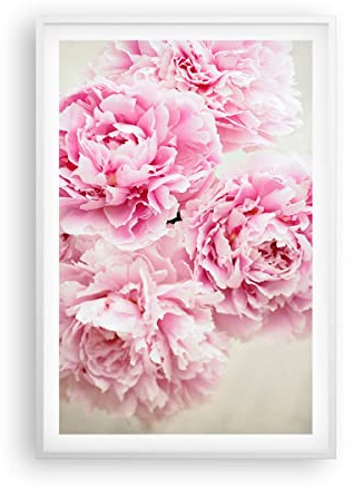 ARTTOR Affiche Decoration Murale Pivoines Bouquet Fleurs Moderne Poster Cadre Blanc 61x91cm Deco Affiches Murales Tableau Decoration Salon Chambre Cuisine Wall Art Design Decor P2WPA61x91-4961