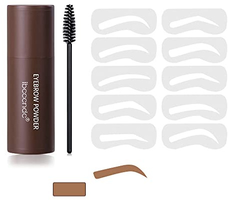 zalati Eyebrow Powder Stick Set One Step Kit de mise en forme de timbres à sourcils Durable Imperméable pour le maquillage - Marron foncé