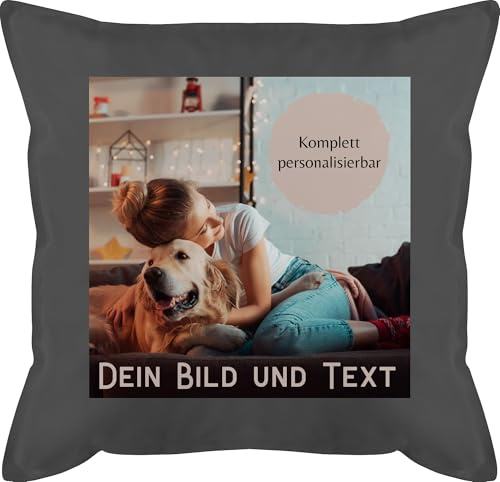 Kissen 50x50 - eigenem - Foto Bild Geschenk I Dein Bild und Text - 50 x 50 cm - Grau - fotokissen fotopolster selbst drucken Logo schmusekissen photokissen Geschenke zum beschriften selber gestalten