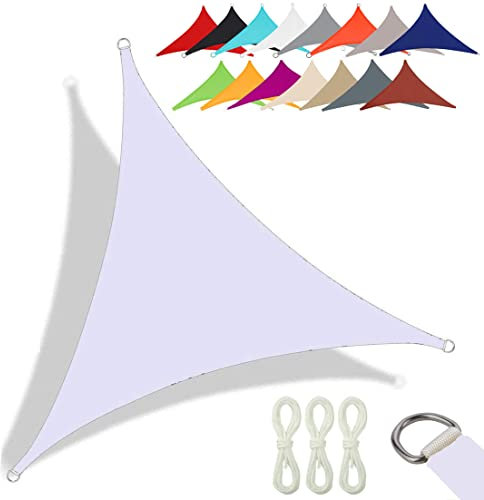 CANYUE Qualità Tessuto Oxford - Tenda A Vela Triangolare - Vela Ombreggiante Parasole Traspirante E Protezione Solare Raggi UV Per Esterno Giardino Terrazza (4X4X5.7 m,Bianco)