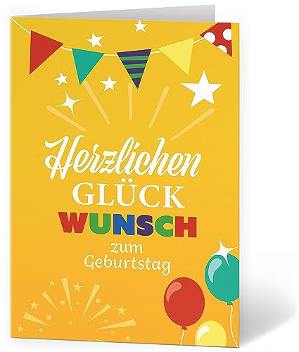 XXL Glückwunschkarte zum Geburtstag (A4) Party Bunt Modern - hochwertige Klappkarte | Große Design Maxi Karte Grußkarte Geburtstagskarte mit Umschlag