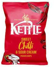 Kettle Handcooked Crunchy Crisps 12 x 130g Sharing Bags (Sweet Chilli)