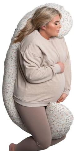 BellaMoon 3 in 1 Pregnancy Pillow – Full Body Pillow Support for Pregnant Women - Adjustable C Shaped Pregnancy Pillows for Sleeping, Nursing & Baby Lounger - Washable Organic Cotton Cover