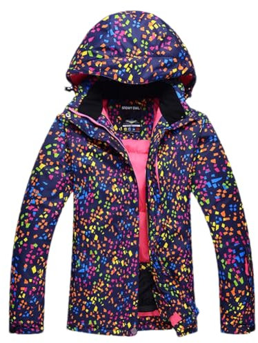 Hndudnff Damen Skianzug Set Snowboard Outdoor Sport Warme Schneejacken+Gurt Hose, Jacke, 46