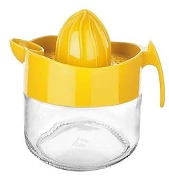 SIZAH Lemon Juicer With Glass Container, Fruit Hand Juice Squeezer, Citrus Juicer Squeezer Tool - 300ml Yellow