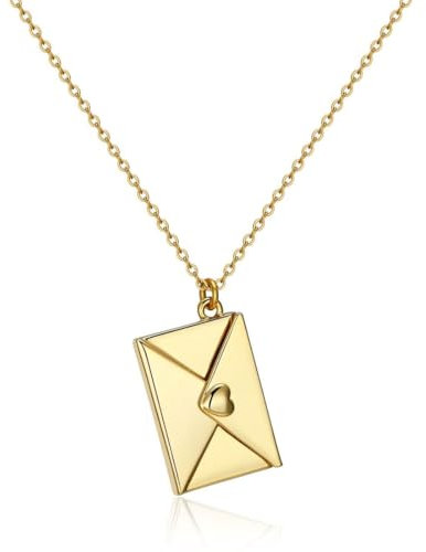 LEEQ Collana con Ciondolo a Forma di Busta - Collana in 14K Placcato in Oro, Collana con Busta Personalizzata per Coppie Ti Amo per Il Regalo di Natale per la Festa della Mamma di San Valentino