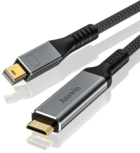 Answin Mini Displayport to Mini HDMI Cable 4K Unidirectional 3Ft 2K@60Hz Thunderbolt 2 to Mi-ni HDMI Cable for MacBook, Surface Pro/Dock to KYY, ARZOPA, VILVA, MNN Portable Monitor (Not HDMI)