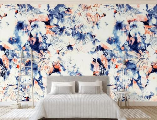 Fototapete Blumen 3D Tapeten 3D Effekt Wohnzimmer Schlafzimmer Vliestapete Abstrakte Handgemalte Vintage Blumen Fototapete Natur Grau Graffiti Steinoptik Kinder Tapeten