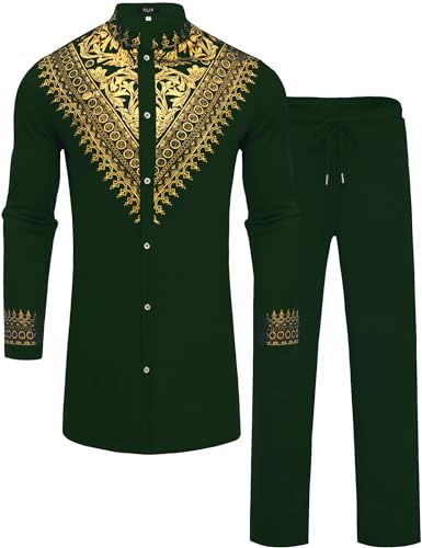 ZSJR Mens African 2 Piece Set Dashiki Clothing for Men Blue and Black Same Day Delivery Matching Outfits for Couples Men Ramadan Outfit JSZR Suit Boy Outfit