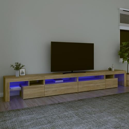 LAPOOH TV-Schrank mit Leuchten Sonoma-Eiche 290x36,5x40 cm, TV Lowboard, Fernsehschrank, Fernsehtisch, Fernseher Schrank, TV Sideboard, TV Board, TV Cabinet, TV Bank, TV Kommode - 3152804