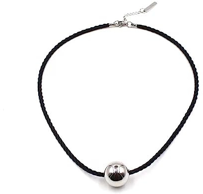 [Uitndvyte] Collier de perles avec cordon noir et pendentif en corde noire - Bijoux tendance pour filles et adolescentes