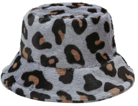 KRUIHAN Mütze Damen Winter Flauschige Leopardenmuster Fischermütze Fellmütze Damen Geschenke für Frauen