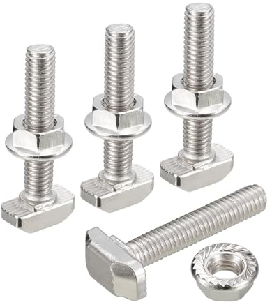 QUARKZMAN 20 Sets M6x35mm T-Nut und M6 Sechskantflanschmuttern-Set | Hammerkopf-T-Bolzen T-Form-Stud-Schiebeschraube, Für 30er Aluminiumprofil